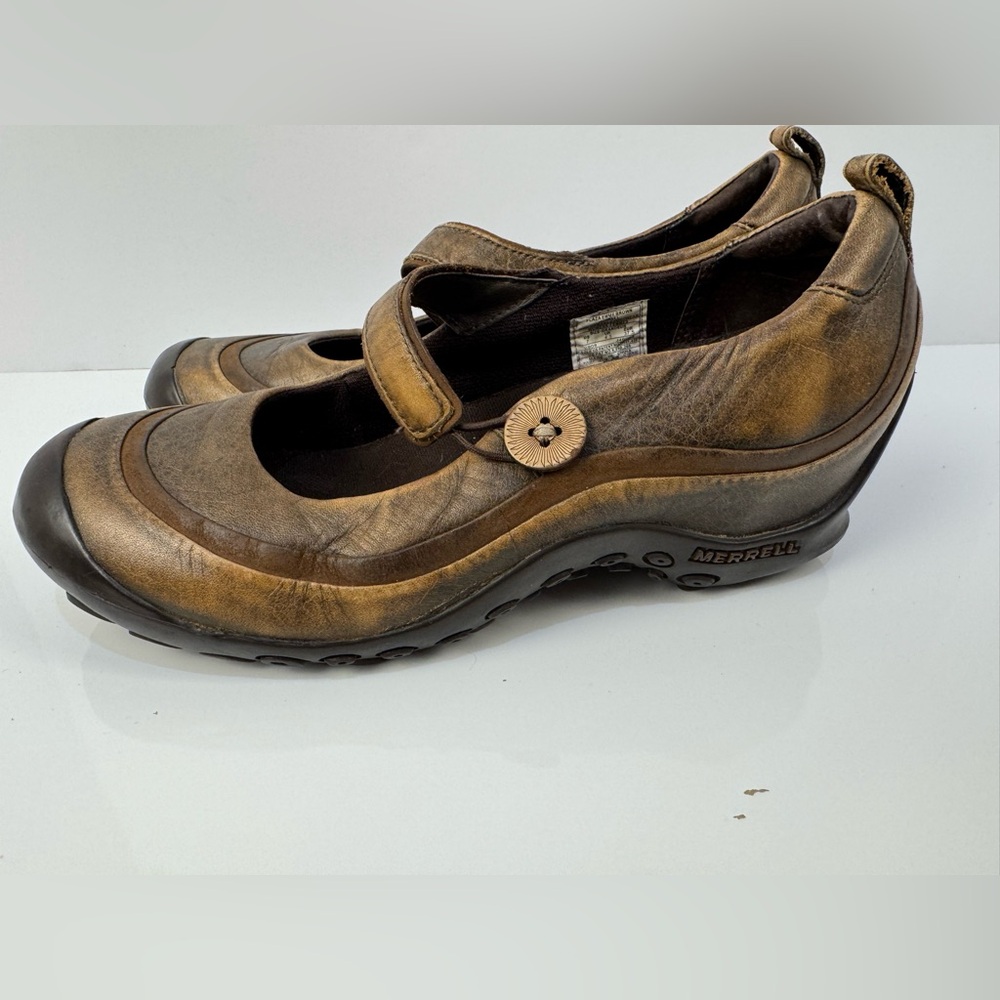 Merrell Plaza Emme Womens 7 M Brown Leather Ortholite Mary Jane Shoes Hiking